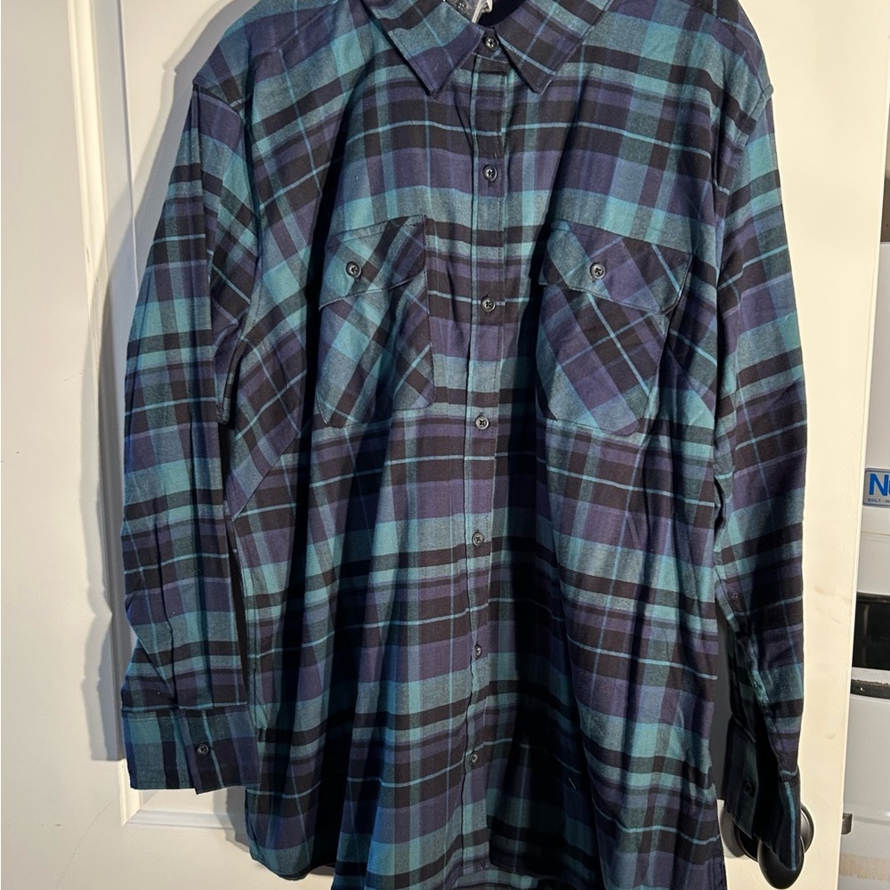 Eddie Bauer  Green & Black Casual Button Down Shirt - Size 2X